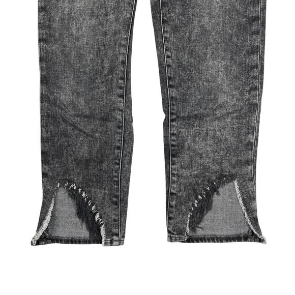 FRAME Le Garcon Crop Jeans Mid Rise Stretch Sharkbite Frayed Hem Black 25 - Picture 5 of 7